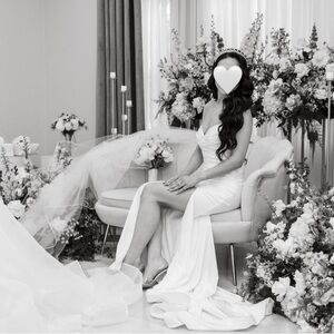 Beautiful White Modern Fit and Flare Mermaid Wedding Dress with a Slit and Train